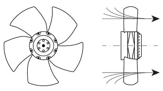ventilatore a4e315-ac08-18 ventola diametro  315mm pale 5 230v 50hz 95w 1370rpm lunghezza del cavo 450mm
