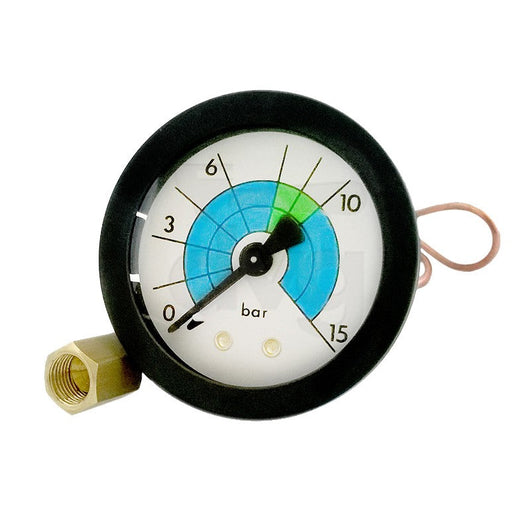 MANOMETRO VBM 0-15 BAR CON CAPILLARE  Singola scala 0-15bar. Attacco 1/8"