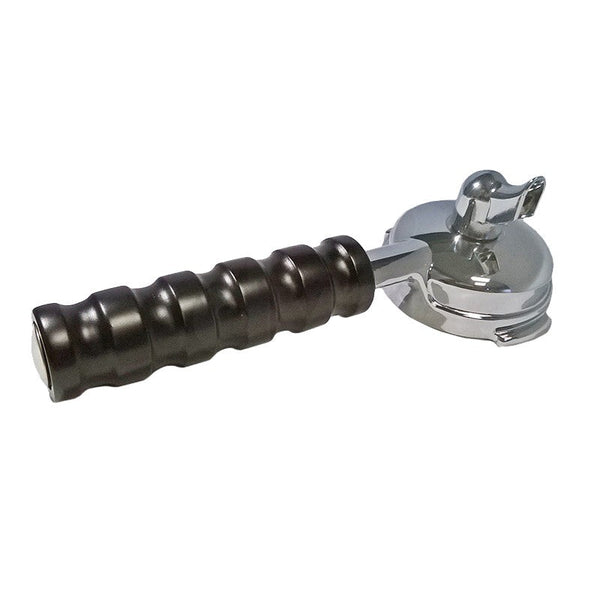 PORTAFILTRO COMPATIBILE FAEMA E61 LEGEND 1 TAZZA CON MANOPOLA FAGGIO LACCATA NERA E TAPPO CROMATO