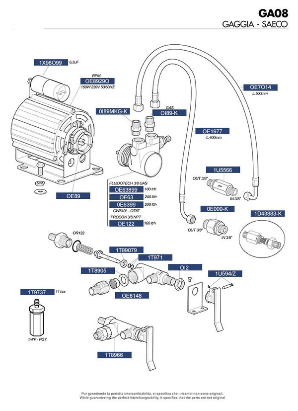 GAGGIA-SAECO - MOTORI, POMPE E CARICO MANUALE