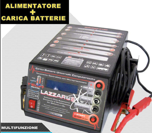 LAZZARUS carica batterie universale 6V 12V 24V + Alimentatore in 12V 30Ah Start Booster