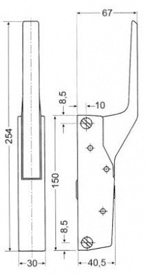 chiusura a leva l 150mm interasse di fissaggio 133mm senza serratura