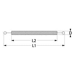 resistenza a spirale 600w 110v per tubo al quarzo l1 390mm l2 340mm diametro  6mm attacco occhiello