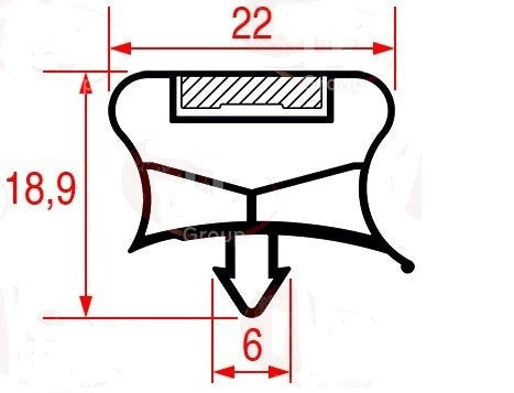 guarnizione per frigoriferi profilo 9794 lar. 408mm l 630mm misura innesto l1 653mm