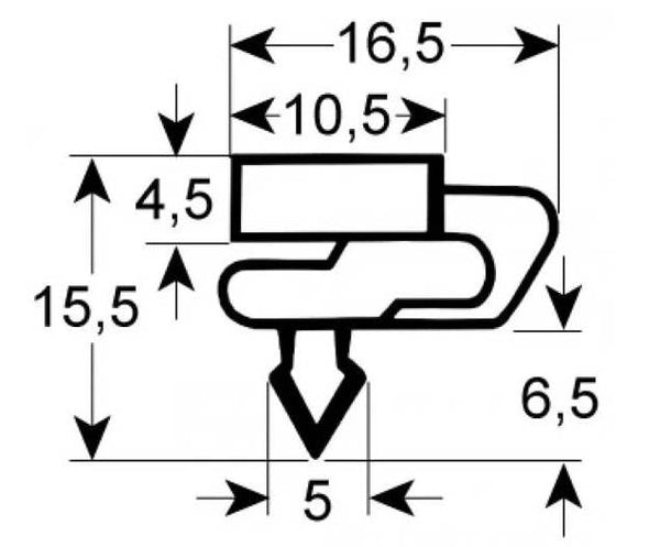 guarnizione per frigoriferi profilo 9156 lar. 595mm l 1340mm misura innesto conf. 1 pz