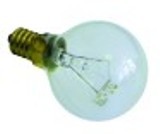 lampadina t. mass. 300°c attacco e14 25w 230v diametro  45mm l 76mm vetro l 50mm per lampada forno