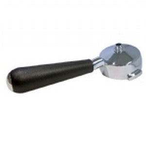 Portafiltro dvg profondo, h. wega 15° con molla, manopola comfort nera e tappo cromato