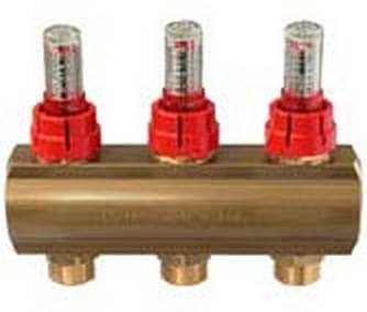 Collettore da barra F/F con flussometri, Eurocono 9 ways/vie - 1" x 3/4" Euroconus