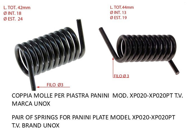 COPPIA DESTRA E SINISTRA MOLLE PIASTRA PANINI MOD. XP020-XP020PT T.V. MARCA UNOX