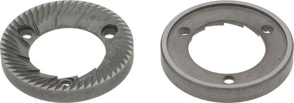 coppia macine senso di rotazione sx d1 diametro  64mm int. diametro  37mm h 9mm dist.denti 3,5mm fori diametro  6mm