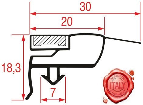 guarnizione per frigoriferi profilo 9773 lar. 640mm l 1540mm dimensione esterna b1 627mm