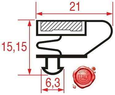 guarnizione per frigoriferi profilo 9704 dimensione esterna lar. 651mm l 1551mm