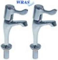 paio di rubinetti monoacqua verticali vitone in ceramica 1/2" distanza canna 78mm