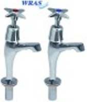 paio di rubinetti monoacqua verticali vitone in ceramica 1/2" distanza canna 78mm