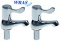 paio di rubinetti monoacqua verticali vitone in ceramica 1/2" distanza canna 85mm