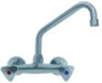 miscelatore biforo a parete inox vitone in ceramica 1/2" 90° distanza canna 185mm