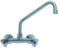 miscelatore biforo a parete inox vitone in ceramica 1/2" 90° distanza canna 220mm