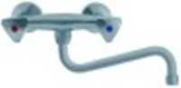 miscelatore biforo a parete inox vitone in ceramica 1/2" 90° distanza canna 250mm