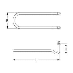resistenza 1400w 230v nr. spirali 1 l 235mm lar. 50mm h 30mm filetto m10x1 tubo diametro  6,3mm
