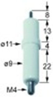 candela accensione d1 diametro  9mm attacco m4 d2 diametro  11mm l1 8mm lc1 13mm lc2 4mm lc3 22mm a bloccare