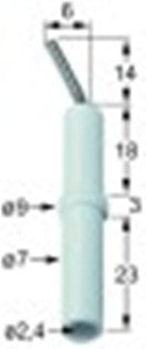 candela accensione d1 diametro  7mm d2 diametro  9mm attacco diametro 2,4mm l1 14mm l2 6mm lc1 18mm lc2 3mm