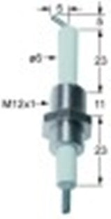 candela accensione d1 diametro  6mm l1 5mm l2 5mm lc1 23mm lc2 11mm lc3 23mm attacco f 2,8x0,8mm m12x1