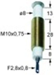 candela accensione d1 diametro  8mm lc1 13mm lc2 28mm lc3 8mm attacco f 2,8x0,8mm m10x0,75