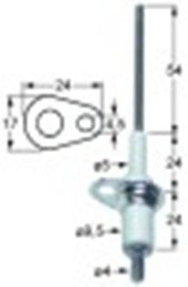 candela accensione lunghezza della flangia 24mm larghezza della flangia 17mm d1 diametro  5mm d2 diametro  9,5mm