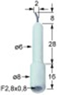 candela accensione d1 diametro  6mm attacco f 2,8x0,8mm d2 diametro  8mm l1 8mm l2 2mm lc1 28mm lc2 16mm