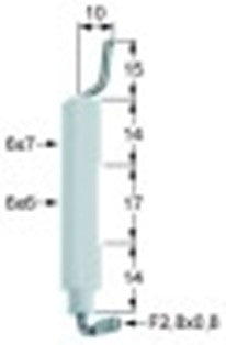 candela accensione d1 diametro  6x7mm attacco f 2,8x0,8mm d2 diametro  6x6mm l1 15mm l2 10mm lc1 14mm lc2 17mm