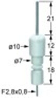 candela accensione d1 diametro  10mm d2 diametro  7mm attacco f 2,8x0,8mm l1 21mm lc1 12mm lc2 18mm
