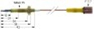 termocoppia con giunzione di cavi l 750mm attacco f 7,7mm m6x0,75