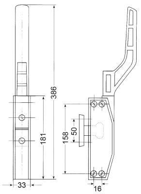 chiusura a leva interasse di fissaggio 158mm l 181mm apparecchi refrigeranti chiusura externa