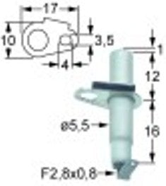 candela accensione lunghezza della flangia 17mm larghezza della flangia 10mm d1 diametro  5,5mm l1 1mm