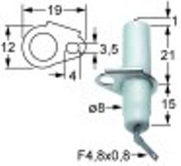 candela accensione lunghezza della flangia 19mm larghezza della flangia 12mm d1 diametro  8mm l1 1mm
