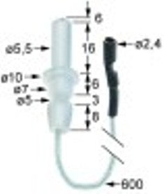 candela accensione d1 diametro  5,5mm d2 diametro  7mm attacco diametro 2,4mm lunghezza del cavo 600mm l1 1mm