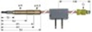termocoppia con giunto interrotto m9x1 l 1000mm attacco ad innesto diametro 6,0mm contatti a stagnare