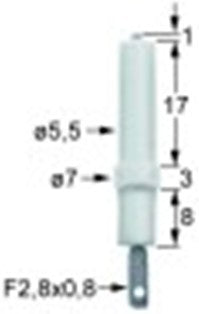 candela accensione d1 diametro  5,5mm attacco f 2,8x0,8mm d2 diametro  7mm l1 1mm lc1 17mm lc2 3mm lc3 8mm
