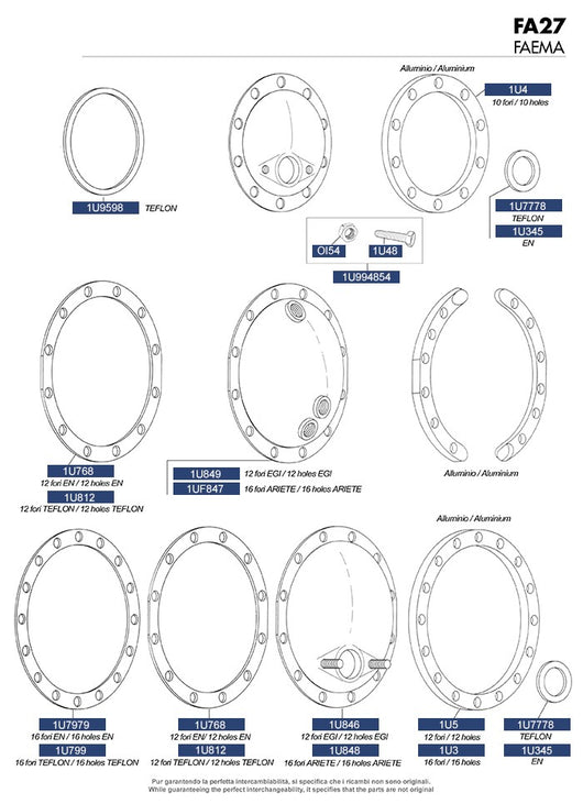 FAEMA - CALDAIE, FLANGE E GUARNIZIONI