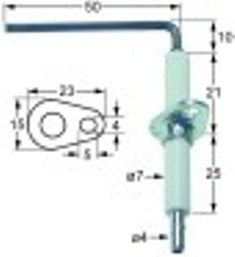 candela accensione lunghezza della flangia 23mm larghezza della flangia 15mm d1 diametro  7mm l1 10mm