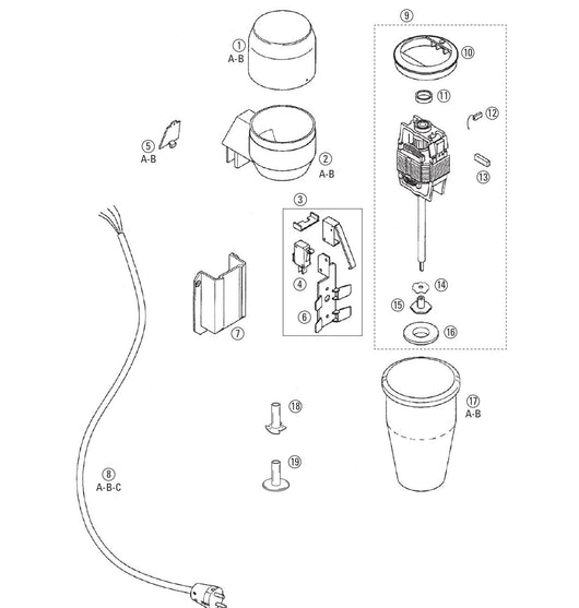 SUPPORTO BICCHIERE FRULLINO COMPLETO mixer professionale Quamar - Originale