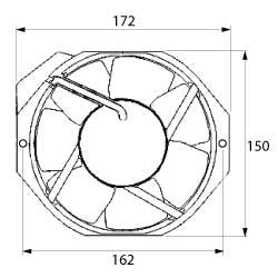 ventilatore assiale l 172mm lar. 150mm h 38mm 230vac 50/60hz 27/28w boccola cuscinetto
