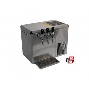 Impianto birra cooler soprabanco con banco ghiaccio 3 vie da 1/4 HP completo di accessori.