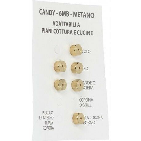 Ugelli  INIETTORI METANO 6MB CANDY KIT 6 PEZZI filetto M6x0,75 esagono 6 mm Domestico