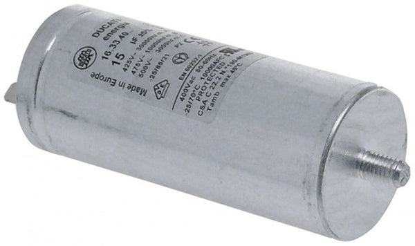 condensatore di rifasamento capacità 15µF 450V con contenitore in metallo tolleranza 5% 50/60Hz  Adatto : Electrolux