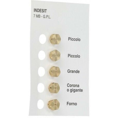 INIETTORI METANO 7MB INDESIT KIT 5 PEZZI Adattabilità 44BR595 ATEL 461076 EPMS HM18 SIRGAS