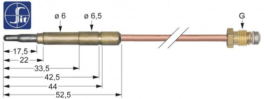 termocoppia SIT M9x1 L 500mm attacco ad innesto ø6,0(6,5)mm