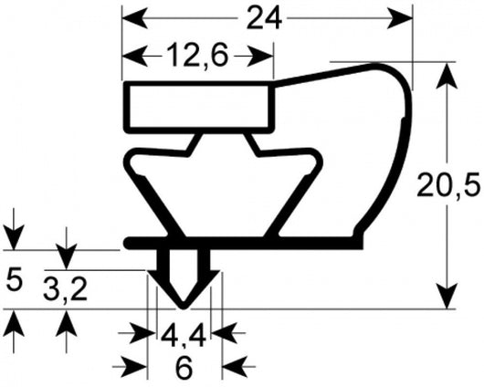 guarnizione per frigoriferi profilo 9043 lar. 390mm l 615mm misura innesto