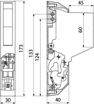 chiusura l 173mm h 40mm interasse di fissaggio 133/124mm lar. 30mm