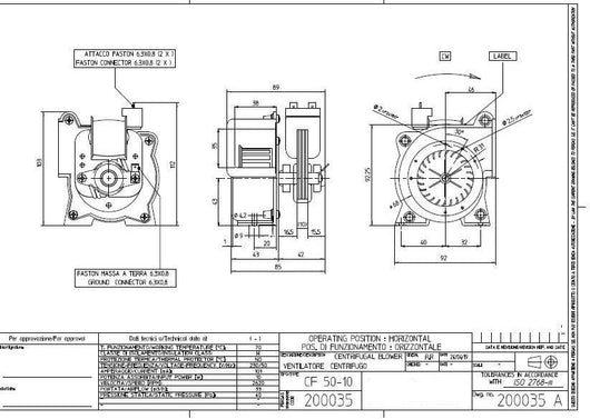 ventilatore centrifugo CF 50-10 Diametro ventola 50mm  Pacco motore 10 Classe H